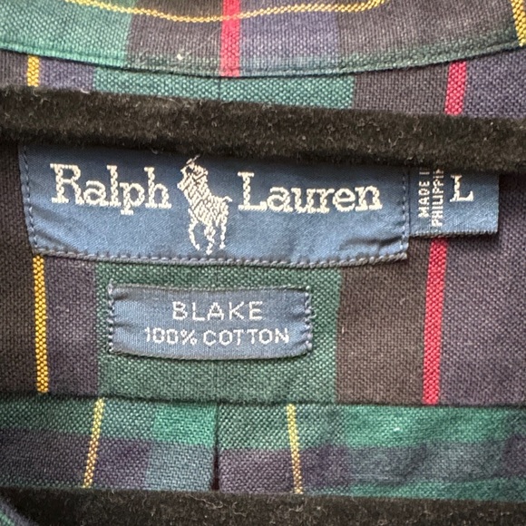 Vintage Polo Ralph Lauren Blake Dog Tartan Plaid Button Down Oxford - Picture 2 of 5